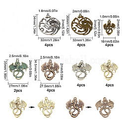 26個7スタイルアロイペンダント  ドラゴン  ミックスカラー  21~47.5x16~27x2~3mm  穴：1.6~2.5mm&nbsp;FIND-SC0001-98