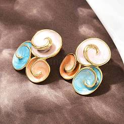 Женские серьги-гвоздики из нержавеющей стали 304 с эмалью в виде спирали&nbsp;LS-EJEW-A138-03G