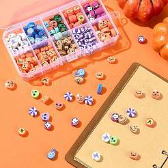 198 шт. 9 стиля бусины из полимерной глины ручной работы на тему Хэллоуина CLAY-FS0001-44