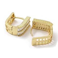 Orecchini a cerchio da donna in ottone placcato a cremagliera con micro pavé di zirconi cubici&nbsp;EJEW-F331-02G