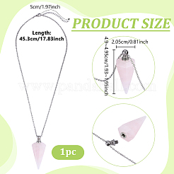 Collar con colgante de cono facetado de cuarzo rosa natural&nbsp;NJEW-WH0002-266B