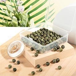 100шт 8мм натуральный змеевик / зеленый кружевной камень круглые бусины&nbsp;DIY-LS0002-45