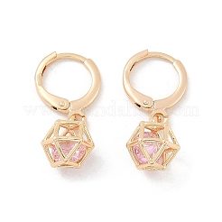 Латунные микропроволочные кубические серьги с цирконием EJEW-K300-09G