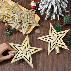 星型プラスチッククリスマスツリートップ飾り  クリスマスツリーパーティーの装飾用  ゴールド  170x175x20.5mm&nbsp;AJEW-WH20004-17A