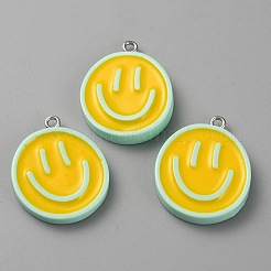 Подвески из непрозрачной смолы и эмали&nbsp;LS-RESI-WH0036-20F