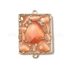 Подвески-коннекторы из латуни с прозрачным кубическим цирконием и кошачьим глазом&nbsp;KK-I276-34G