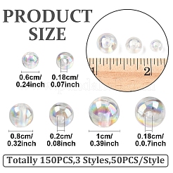 150шт 3 стиля прозрачные акриловые бусины&nbsp;MACR-YW0003-96B