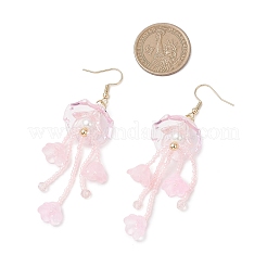 Серьги-подвески из акрила и стеклянных бусин в виде медуз&nbsp;EJEW-MZ00665-03