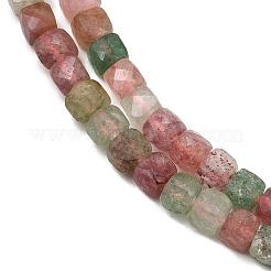 Hilos de cuentas de cuarzo fresa rojo y verde natural&nbsp;GG-NH0006-A01