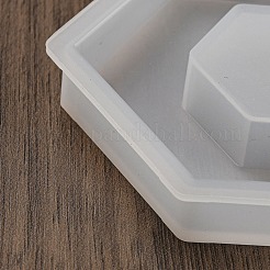 DIYピクセルハート流砂シリコーン型  レジン型  UVレジン用  エポキシ樹脂工芸品作り  ホワイト  ポリゴン  70x77x11.5mm  内径：30x35mm&nbsp;AJEW-U013-03H