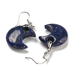 Ohrhänger aus Messing mit Mond-Motiv für Damen&nbsp;EJEW-B064-02P-09