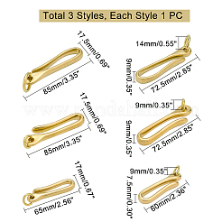 真鍮キーホルダー留め具3スタイル3個  リング付き  ゴールドカラー  85mm  1個/スタイル&nbsp;KK-PH0002-66