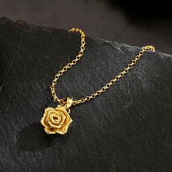 Винтажные латунные ожерелья с подвеской в виде цветка розы для женщин PU1269
