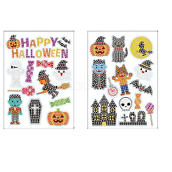 2 Blatt Halloween-Diamant-Malerei-Aufkleber-Set zum Selbermachen&nbsp;DIAM-PW0010-06C