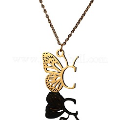 Colliers avec pendentif initial papillon en acier inoxydable 304&nbsp;WG80197-03