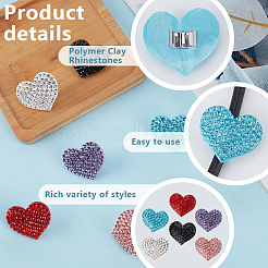 6 шт. 6 цвета сердце из полимерной глины стразы стетоскоп подвеска украшения HJEW-OC00054