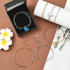 12шт 6 стиля 304 нержавеющая сталь цепи браслеты для мужчин и женщин&nbsp;BJEW-SC0001-64