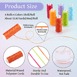 6 рулон плоских вощеных полиэфирных шнуров 6 цветов YC-TA0001-08A