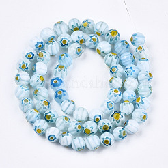 Круглые Millefiori стеклянные бусины нити X1-LK-P001-36