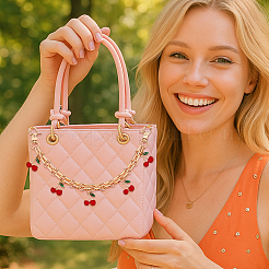 2 шт. 2 стиля сплав красная эмаль вишня подвеска железная сумка декоративные цепочки&nbsp;HJEW-PH02232