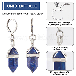 4 пара сережек-колец с подвеской из натурального смешанного камня для девушек и женщин EJEW-UN0001-79