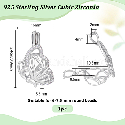 1 pièce 925 pendentifs cage en argent sterling micro pavé de zircones cubiques transparentes&nbsp;STER-PH0004-85P