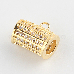 チューブ ブラス マイクロパヴェ クリア キュービックジルコニア チューブベイル  ループベイル  ミックスカラー  10x11x6.5mm  穴：1mm  内径：4mm&nbsp;ZIRC-P002-35