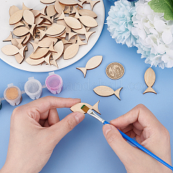 120 шт. необработанных деревянных листов рыбы DIY-BC0006-80