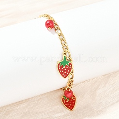 Браслеты с подвесками из нержавеющей стали 304 с эмалью для женщин&nbsp;BJEW-G747-01G