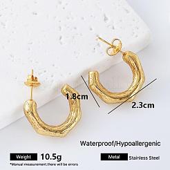 Pendientes de botón en forma de C de acero inoxidable 304 texturizado&nbsp;PA4752