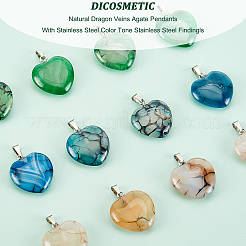 12 шт. 3-х цветные подвески из натурального агата с веной дракона G-DC0001-03