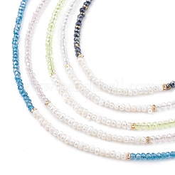 Ожерелье из бисера из натурального жемчуга и граненого стекла для девочек-подростков NJEW-JN03737