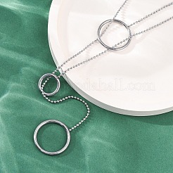 Ожерелья-лариаты из нержавеющей стали 304 с тройным кольцом NJEW-R026-16P
