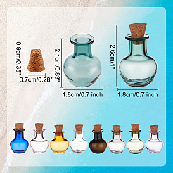 9шт 9 цвета круглые стеклянные пробковые бутылки орнамент&nbsp;AJEW-DR0001-03