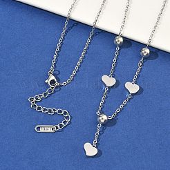 Кулоны в форме сердца из нержавеющей стали 304 с 201 круглой бусиной из нержавеющей стали.&nbsp;NJEW-D269-03P