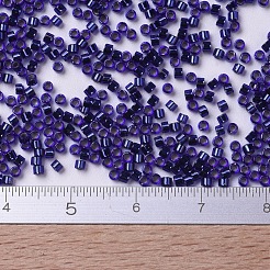 MIYUKIデリカビーズ小  シリンダー  日本製シードビーズ  15/0  （dbs0183)シルバー裏地ロイヤルブルー  1.1x1.3mm  穴：0.7mm  約175000個/袋  50 G /袋&nbsp;SEED-X0054-DBS0183