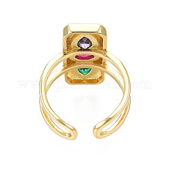 Прямоугольное открытое кольцо-манжета из кубического циркония X-RJEW-N037-015-03LG