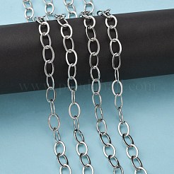 電気メッキ真鍮ペーパークリップチェーン  描かれた細長いアズキチェーン  ハンダ付け  スプールで  フラットオーバル  プラチナ  12.5x9x1mm  約32.8フィート（10m）/ロール&nbsp;CHC-L019-31P