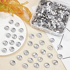 スプレー塗装アクリルボタン  多面カット  染めと未染色の混合  2穴  フラットラウンド  銀  15x4mm  穴：2mm  300個/箱&nbsp;TACR-OC0001-01