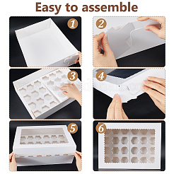 Scatole da forno per cupcake in cartone con 24 fessura&nbsp;CON-WH0095-123B
