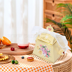 12 stücke 4 arten blume gedruckt 3d teekanne geformt papier süßigkeiten geschenk boxen mit band&nbsp;DIY-SP0006-38
