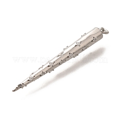 真鍮製マイクロパヴェキュービックジルコニアペンダント  コーンチャーム  丸カン付き  プラチナメッキ  33.5x3.5mm  穴：3mm&nbsp;KK-B127-11P