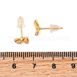 Серьги-гвоздики в форме бабочек с микропаве из прозрачных кубических цирконий из латуни&nbsp;EJEW-C158-16A-G