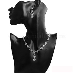 Ожерелья с подвесками из цинкового сплава и стразы подсолнечника и наборы серег-гвоздиков&nbsp;FS-WGAE4E5-01