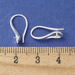 真鍮のピアスフック  片穴パーツ用  ニッケルフリー  銀  16x7.5x4.5mm  ピン：2.5x0.8mm&nbsp;KK-A236-16S