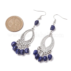 Серьги с подвесками из синтетической бирюзы и сплава&nbsp;EJEW-JE05890-04