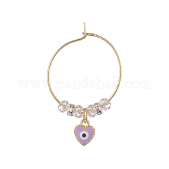 Подвески из латуни с эмалью в виде сердца сглаза AJEW-JO00176