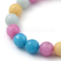 Runde Stretch-Charm-Armbänder aus natürlicher weißer Jade (gefärbt).&nbsp;BJEW-JB05428-01