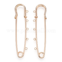 真鍮製ブローチパーツ  キルトピン  ニッケルフリー  5穴  18KGP本金メッキ  69x18x5.5mm  穴：1.5mm  ピン：1.5mm&nbsp;KK-S345-026-1