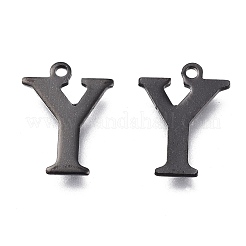 304ステンレススチールチャーム  レーザー切断  アルファベット  電気泳動黒  文字.y  12.5x9.5x0.8mm  穴：1mm&nbsp;STAS-H112-Y-EB